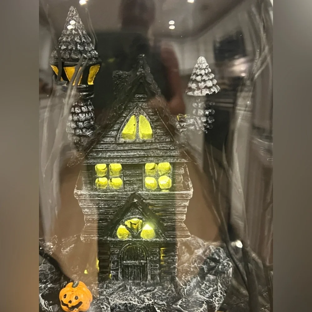 Martha Stewart Halloween Haunted House Light Up LED Glass Cloche Pumpkins New - Picture 10 of 15